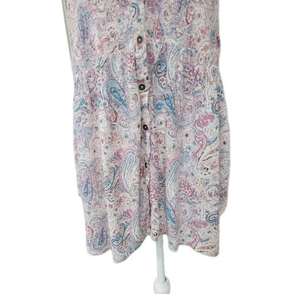 Knox Rose Paisley Tank Top Women's XXL Smocked Sleeveless Rayon‎ Summer Shirt - Picture 3 of 15